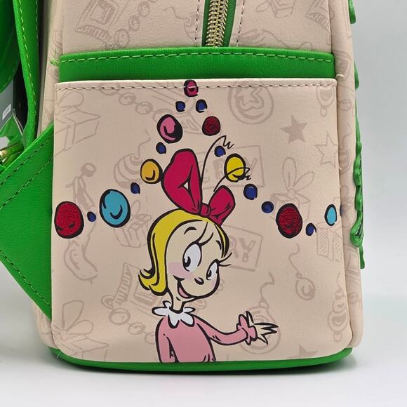 Loungefly Dr. Seuss How The Grinch Stole Christmas GITD Tree Mini Backpack Bag - Picture 10 of 11